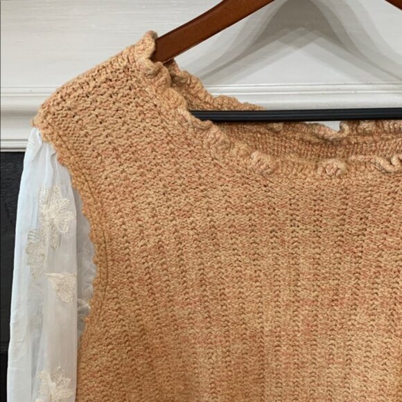 Anthropologie Textured Knit Sweater in Tan - Picture 2 of 9